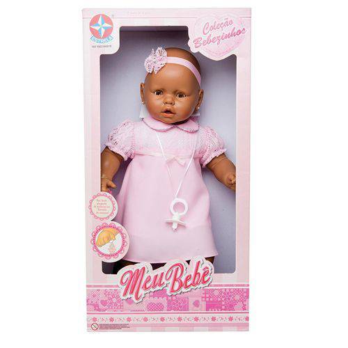 Boneca Meu Bebê Rosa 60cm  Negra - Estrela